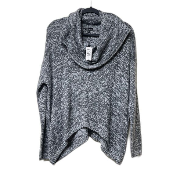 NWT EXPRESS Wool/Mohair Cowl Neck Handkerchief Hem Sweater, Sz XS/S - Picture 1 of 5